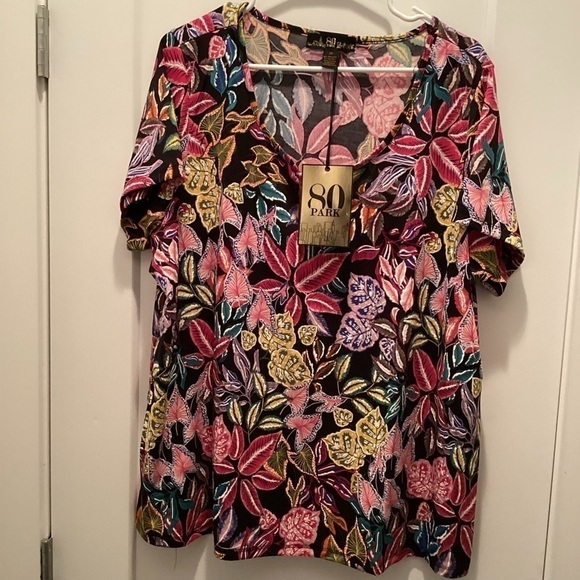 NWT 80 Park Floral Blouse Size 2X - Picture 1 of 3